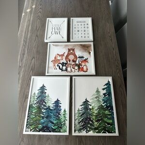 Woodland Animal and Forest Wall Art Set